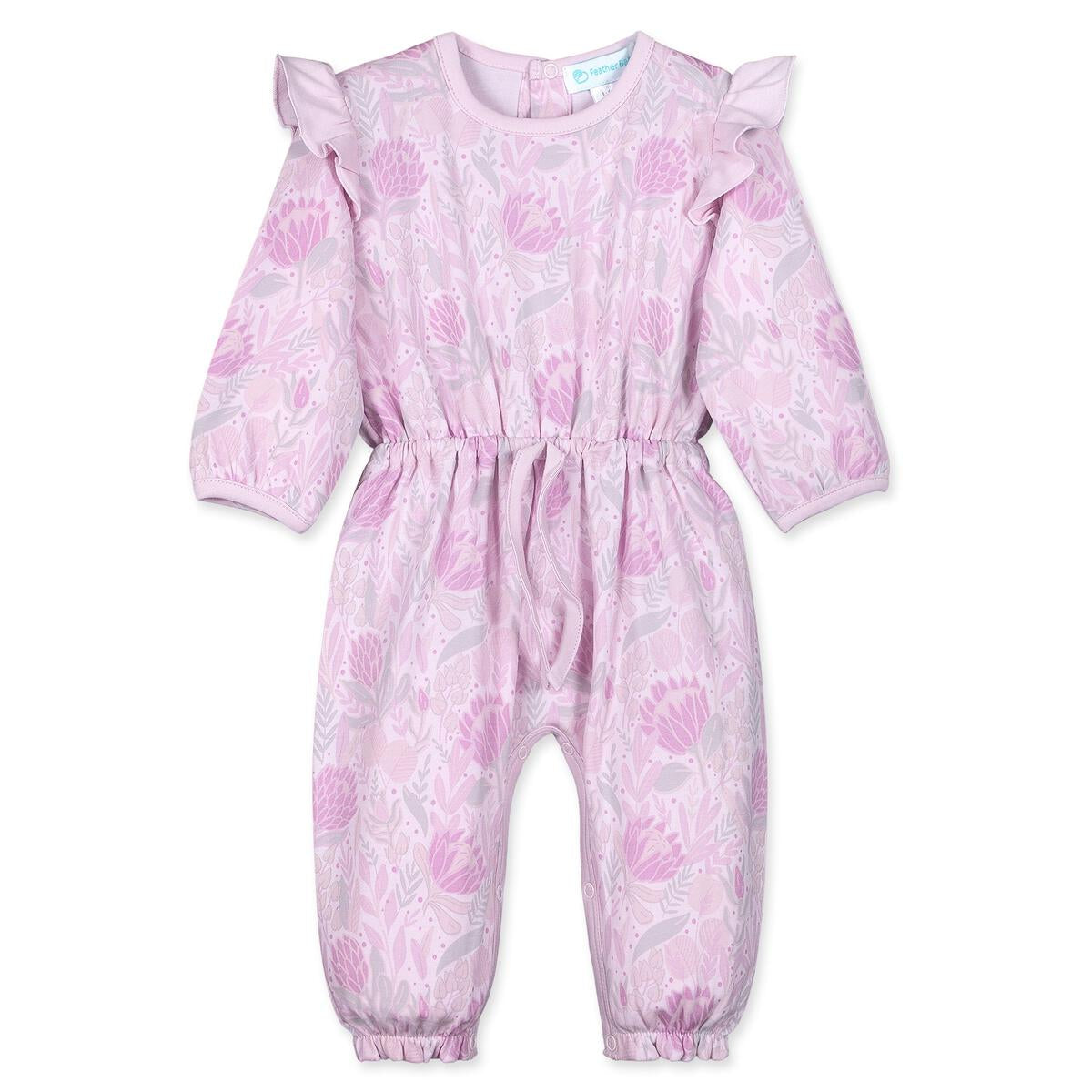 Feather Baby Waist-Tie Romper - Layla