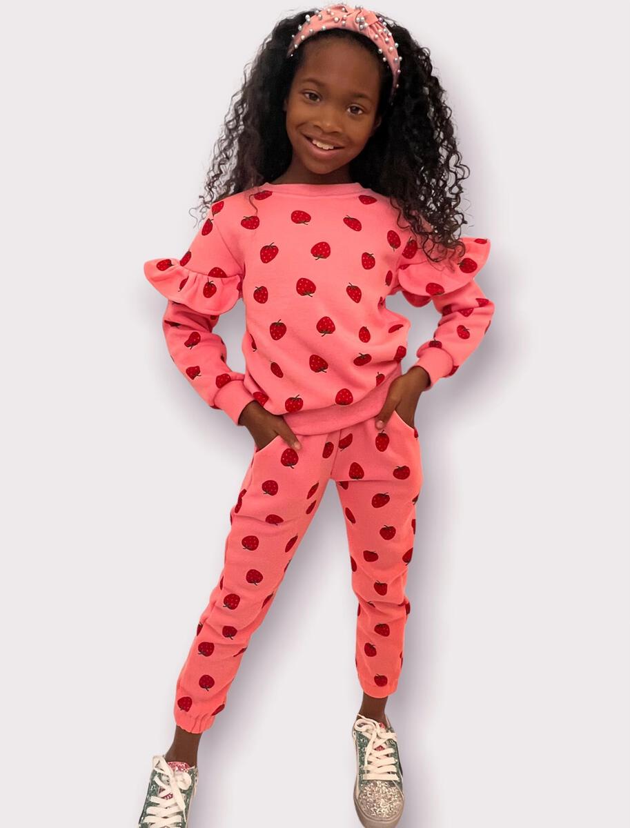 Strawberry Ruffle Jogger Set