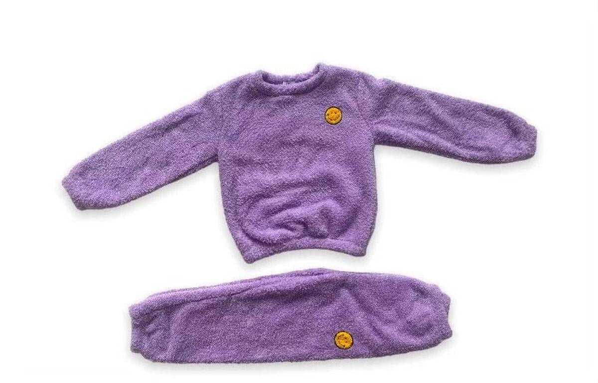Bright Smiley Fuzzy Set Lavender Set