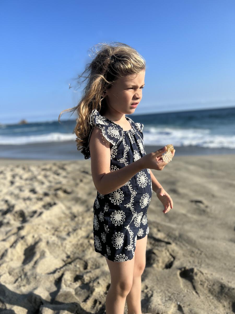 Madigan Navy Eyelet Romper