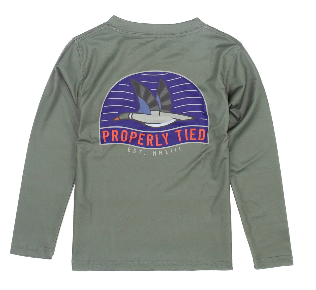 Properly Tied Long Sleeve Performance Tee- Mallard Olive