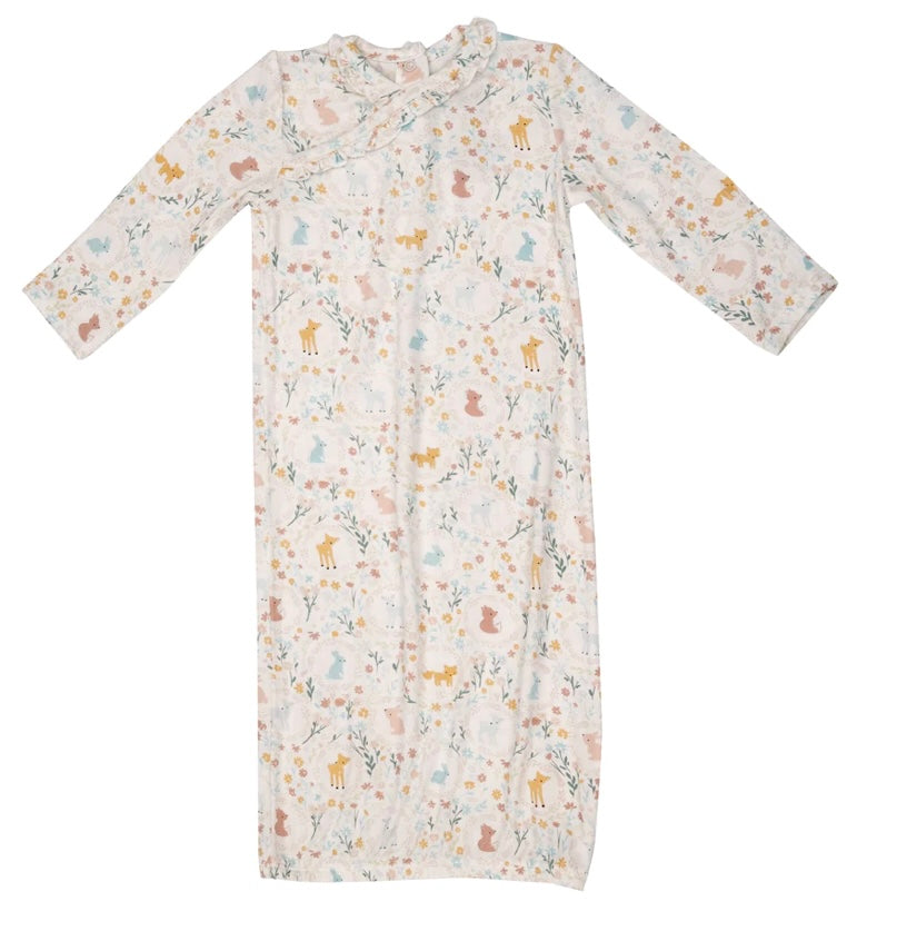 Angel Dear 2 Way Ruffle Zipper Footie- Woodland Cameos