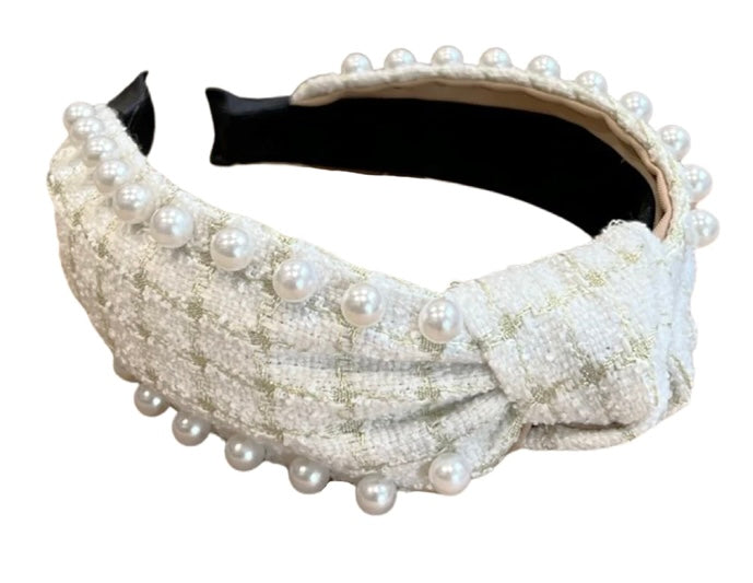 It Girl Headband- Pearl+Cream