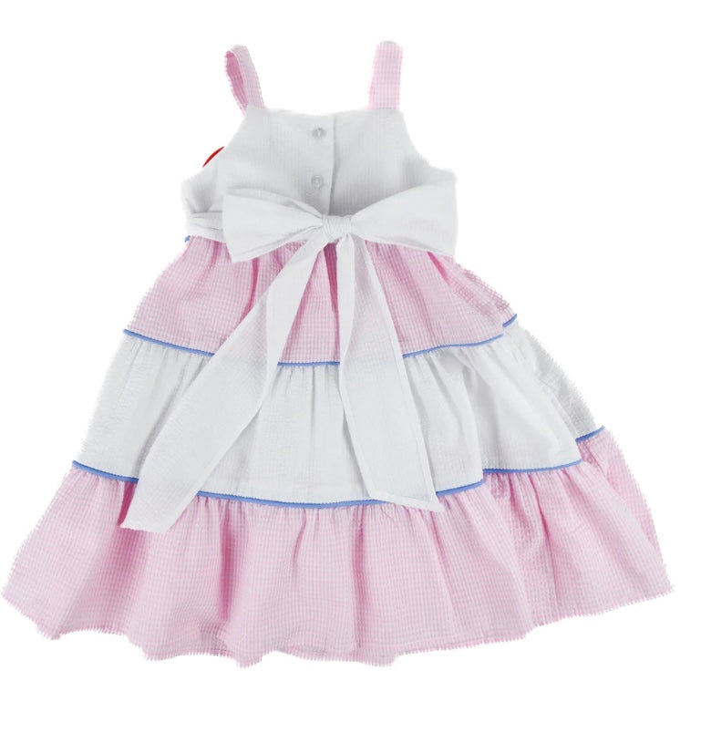 Pink & White Tiered Dress