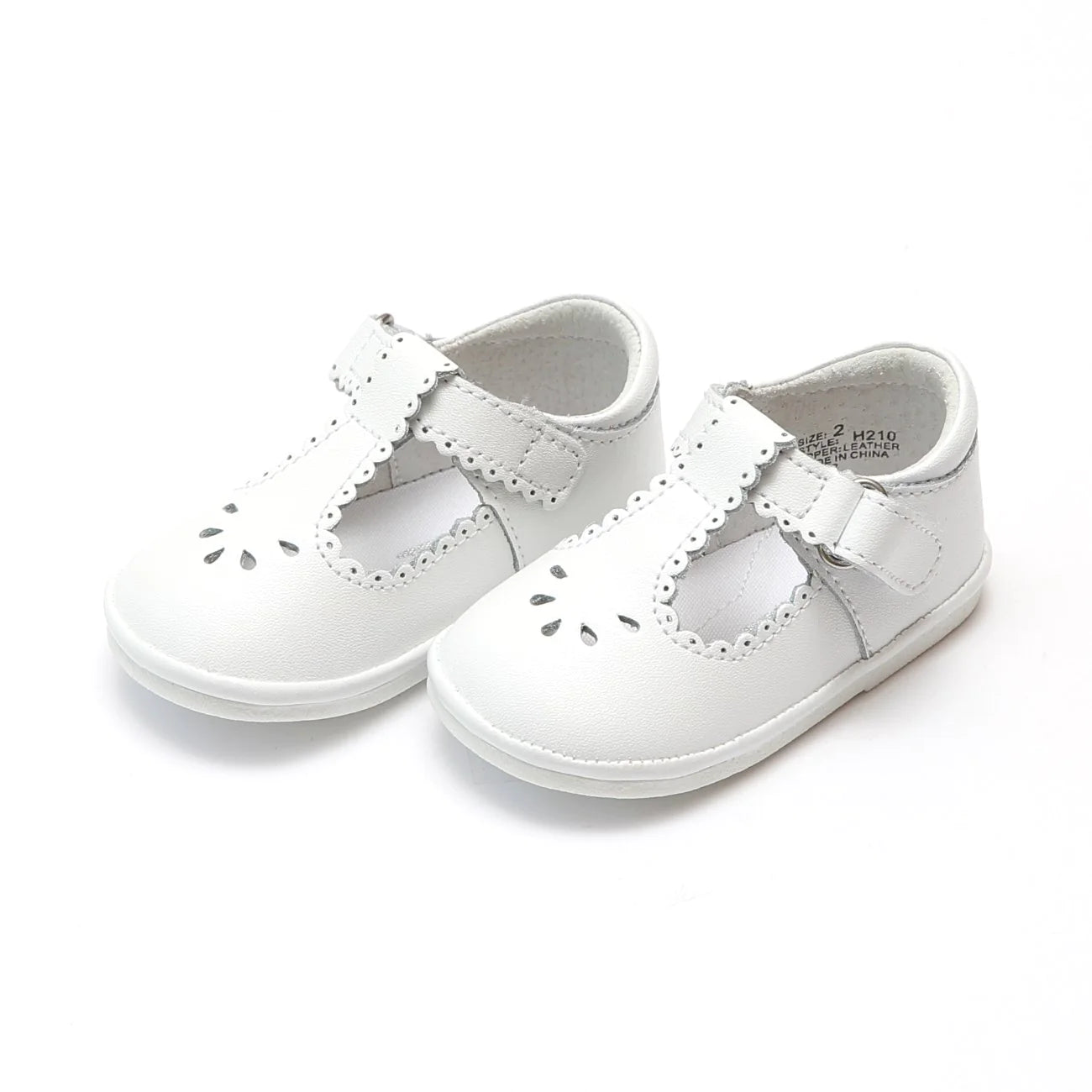 L’Amour is Dottie Scalloped Baby T-Strap Mary Jane White