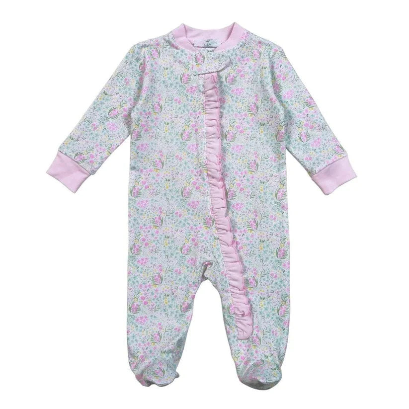 Casey Floral Pima Zipper Footie