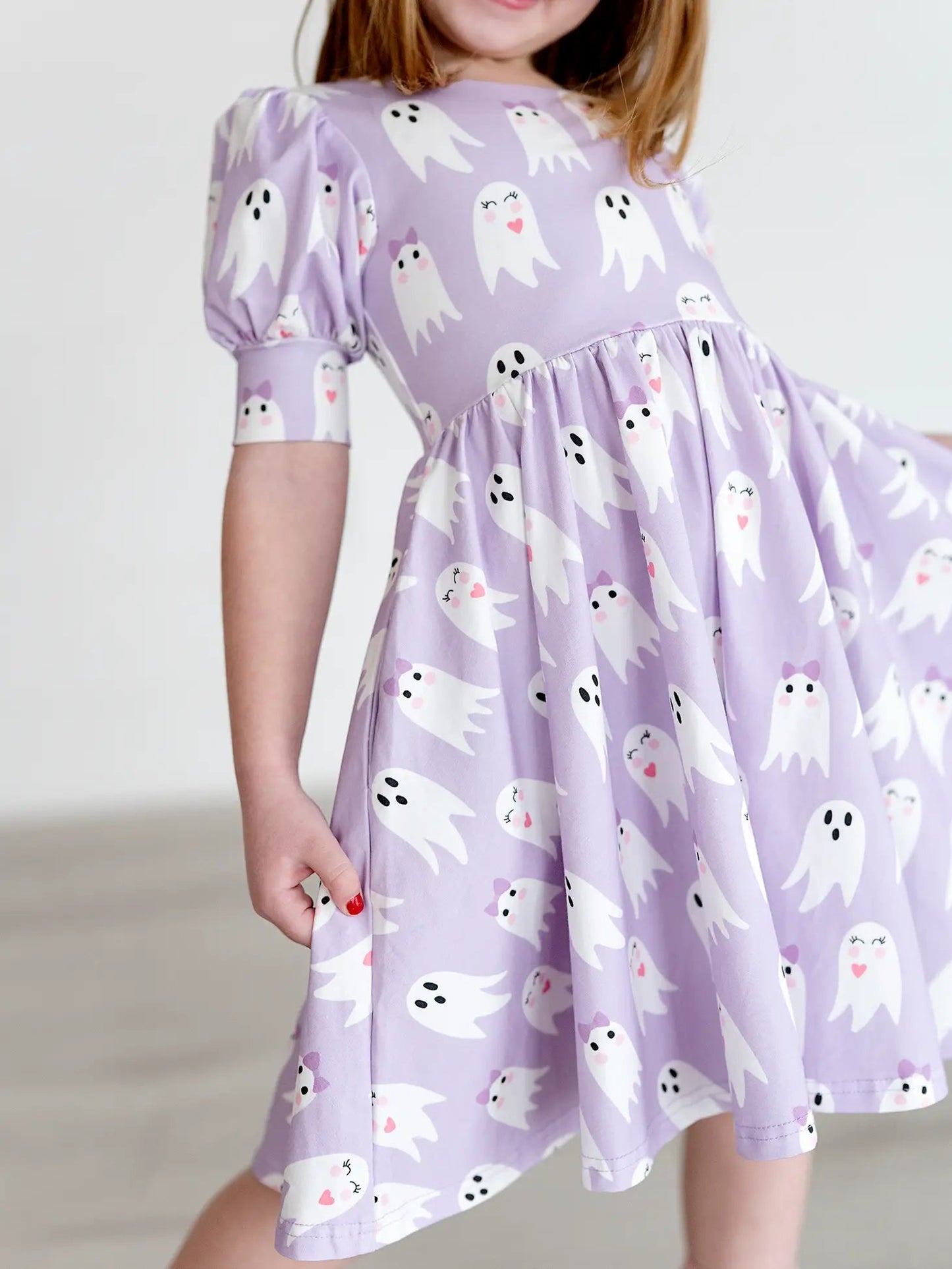 Puff Twirl Dress in Purple Girly Ghost