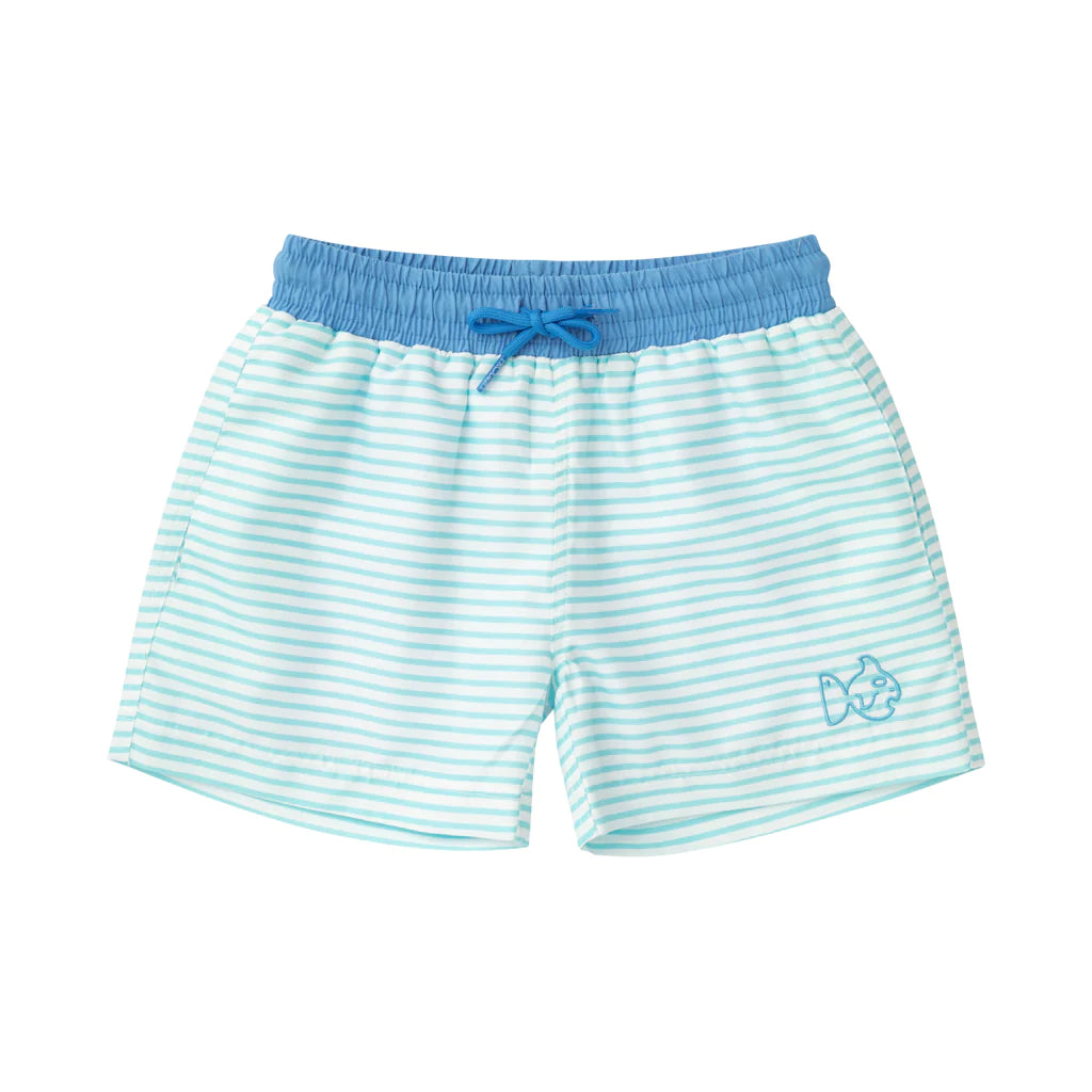 Prodoh Aqua Blue Striped Swim Trunk
