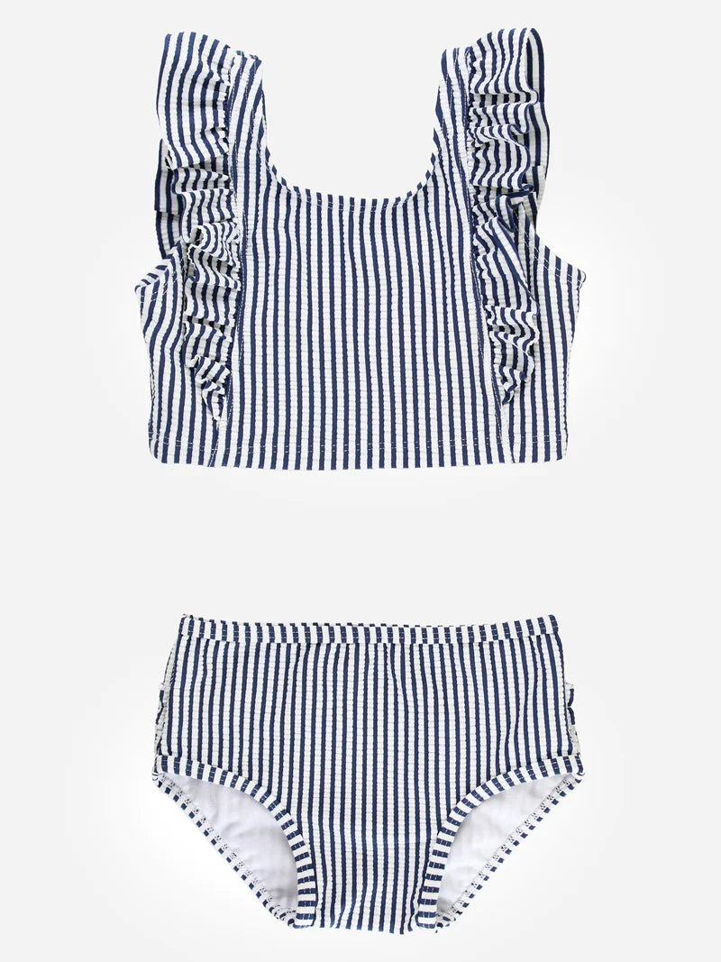 Ruffle Butts Navy Seersucker Tankini