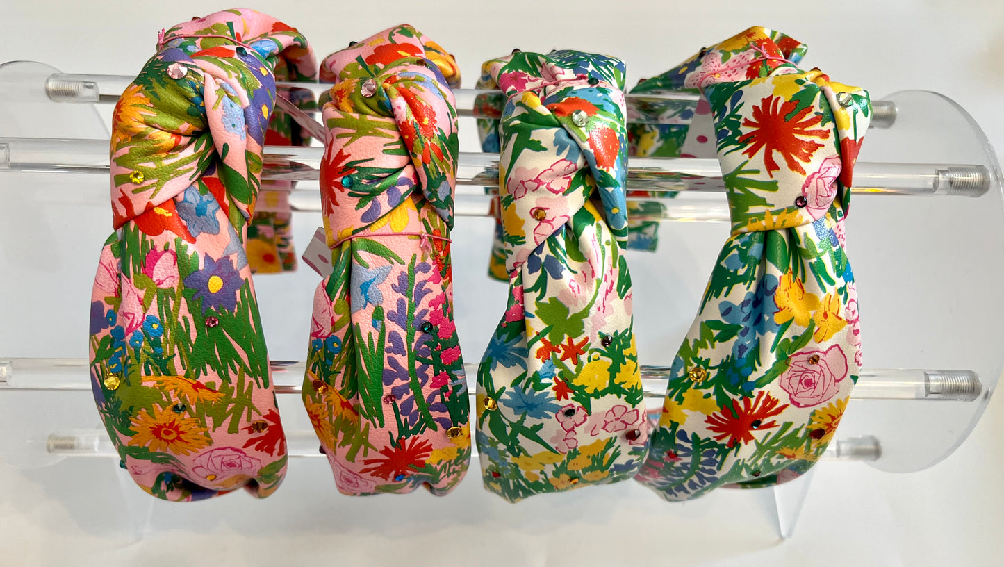 Bari Lynn Floral Leather Headband