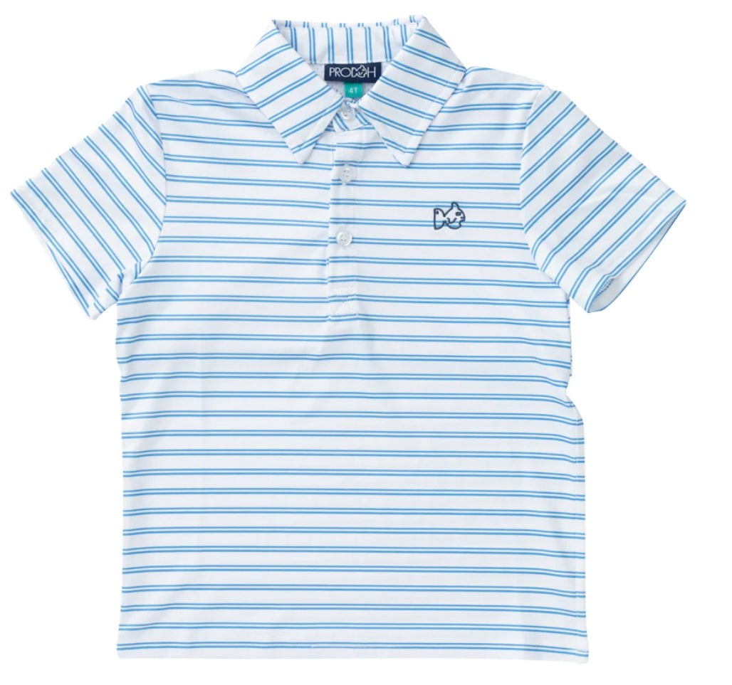 Prodoh Striped Polo-Blue/White