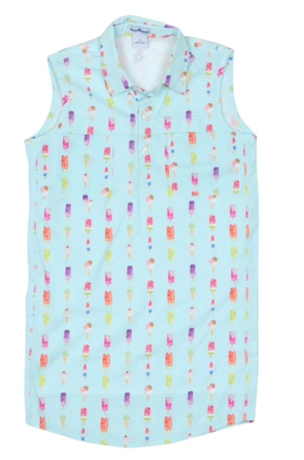 Blue Quail Sleeveless Dress Popsicle Print