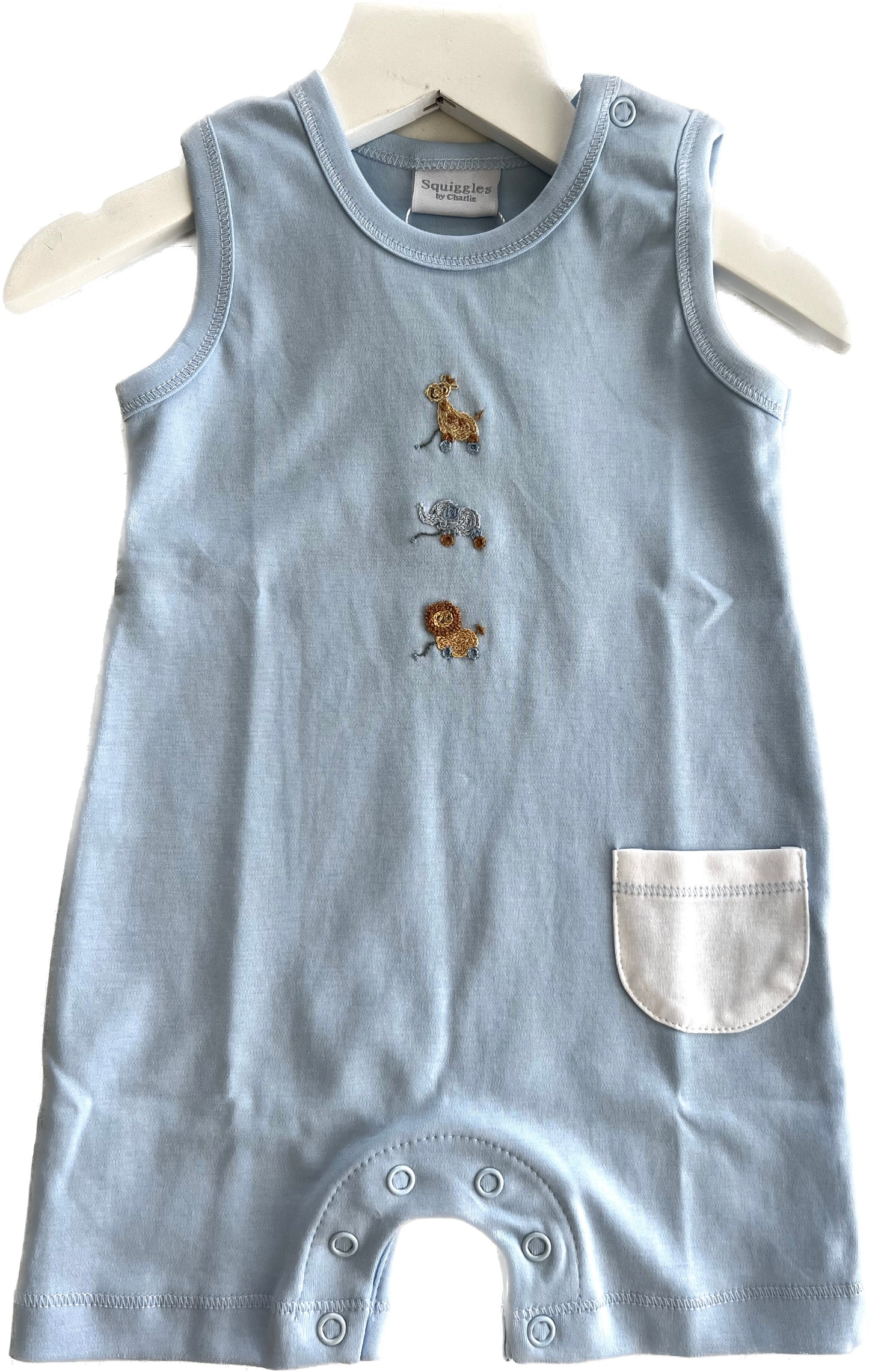 Squiggles Light Blue Animal Romper