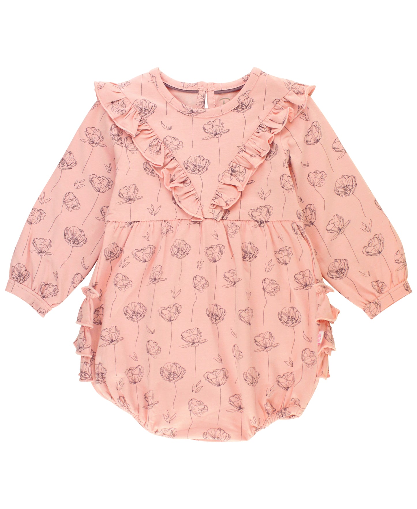 Knit Long Sleeve V-ruffle Bubble Romper