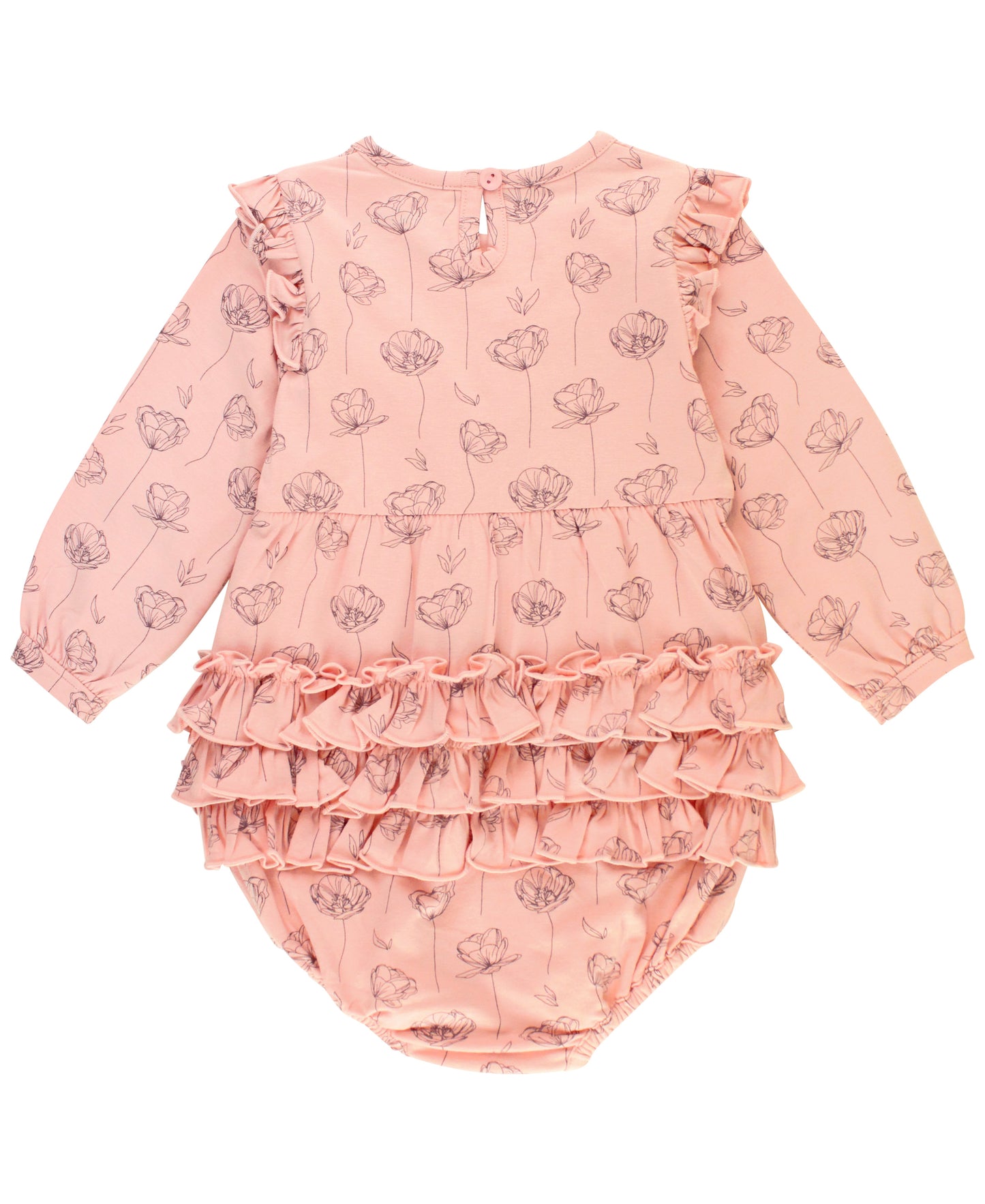 Knit Long Sleeve V-ruffle Bubble Romper