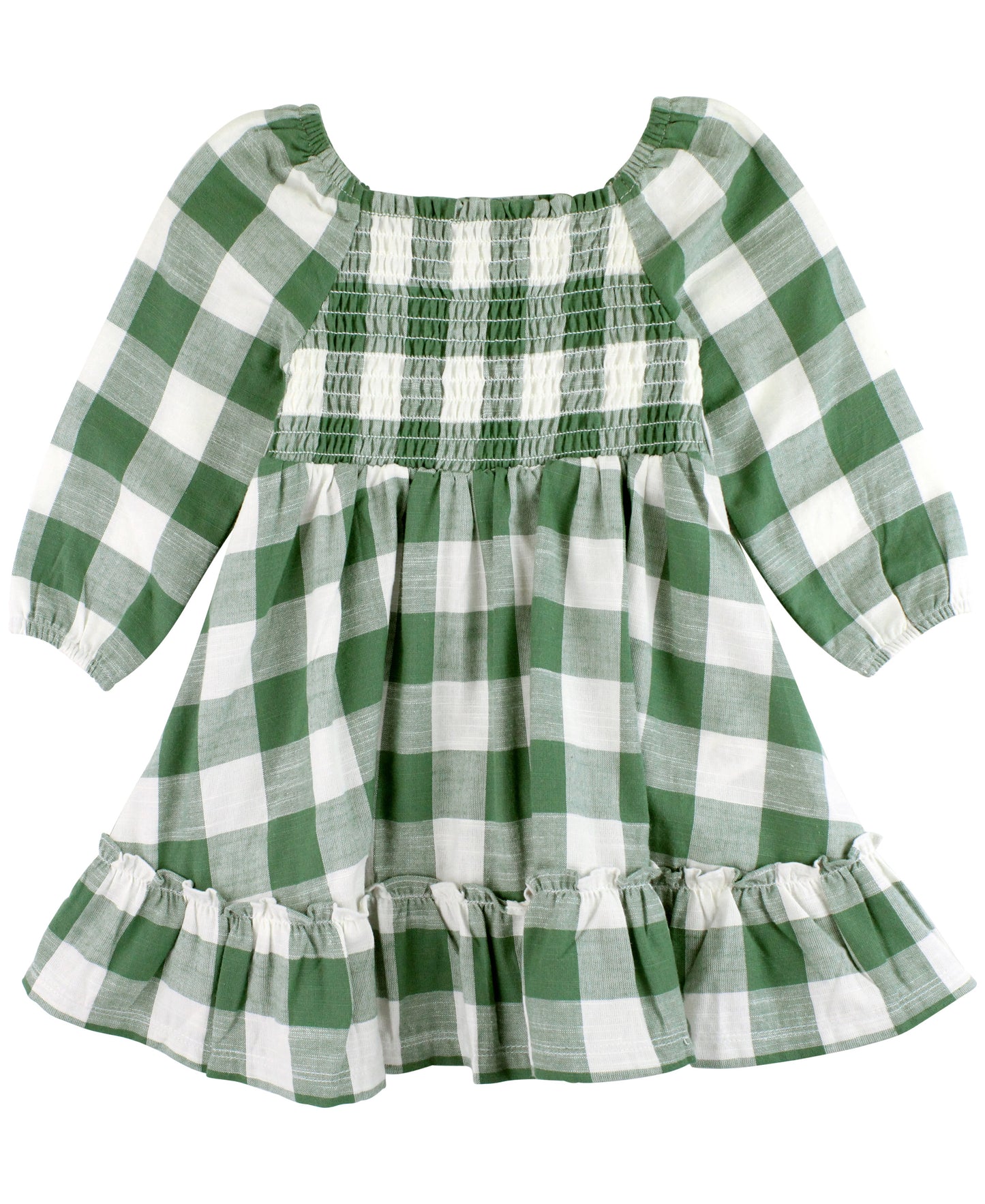 Long Sleeve Smocked Ruffle Hem Dress