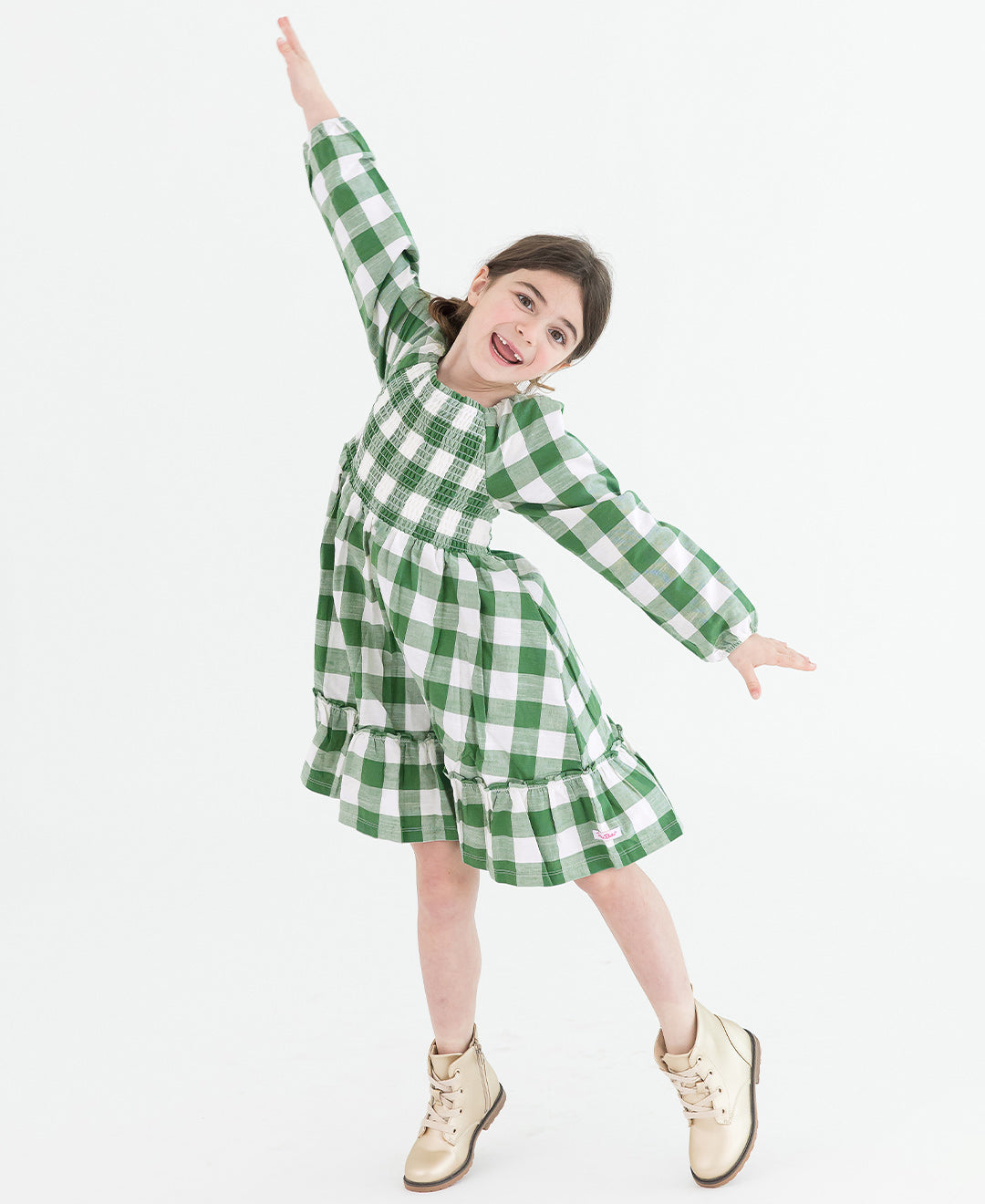 Long Sleeve Smocked Ruffle Hem Dress
