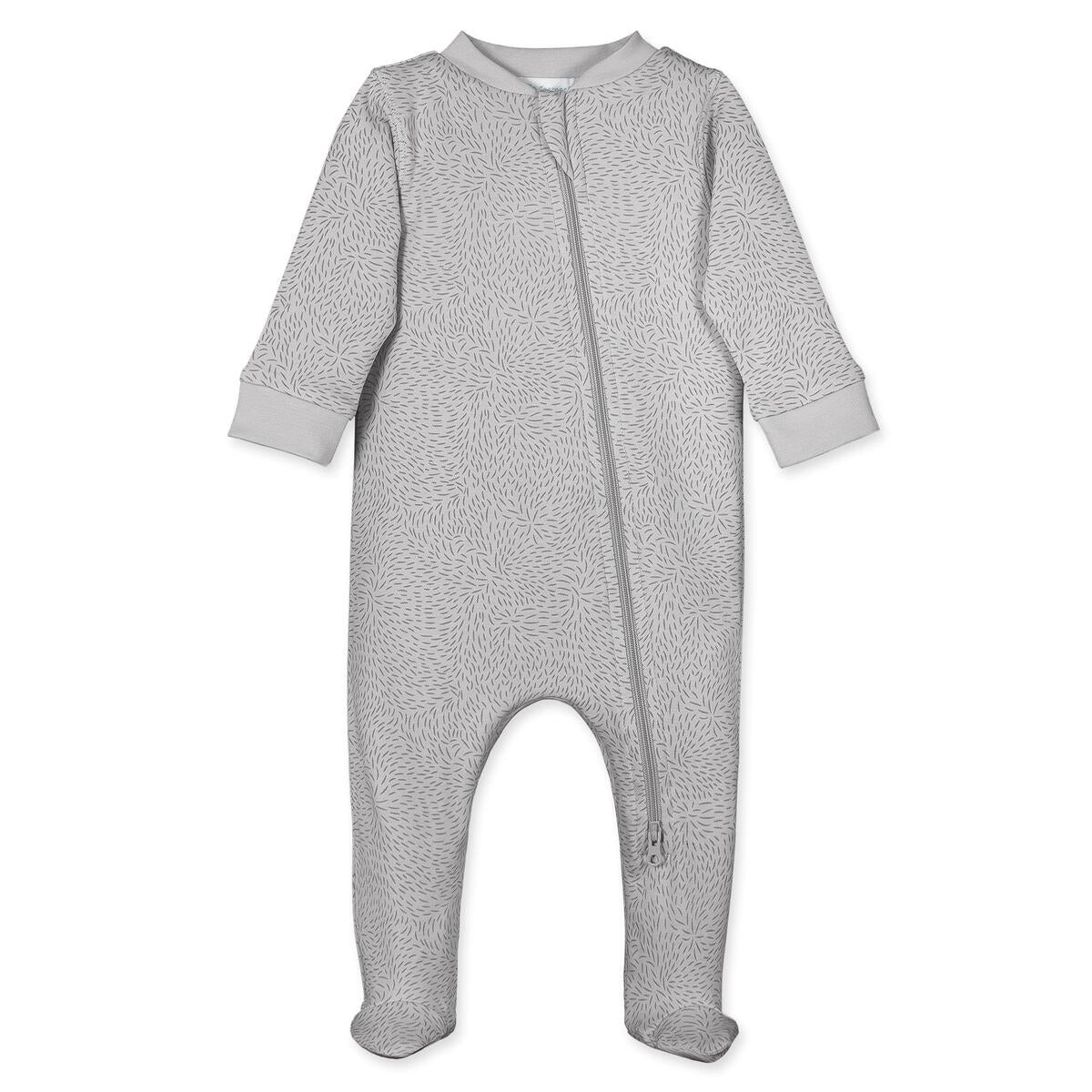 Zipper Footie - Bear Fur on Grey