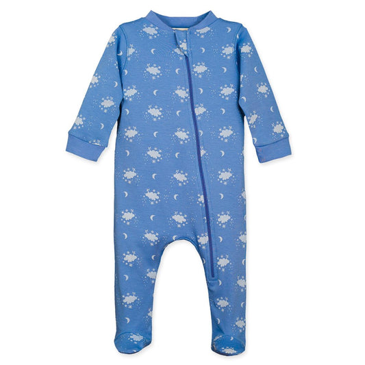 Zipper Footie - Night Sky on Blue