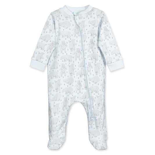 Zipper Footie - Dancing Bears on Baby Blue