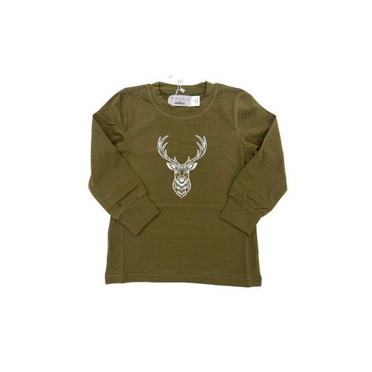 Long Sleeve Army Green Deer Shirt