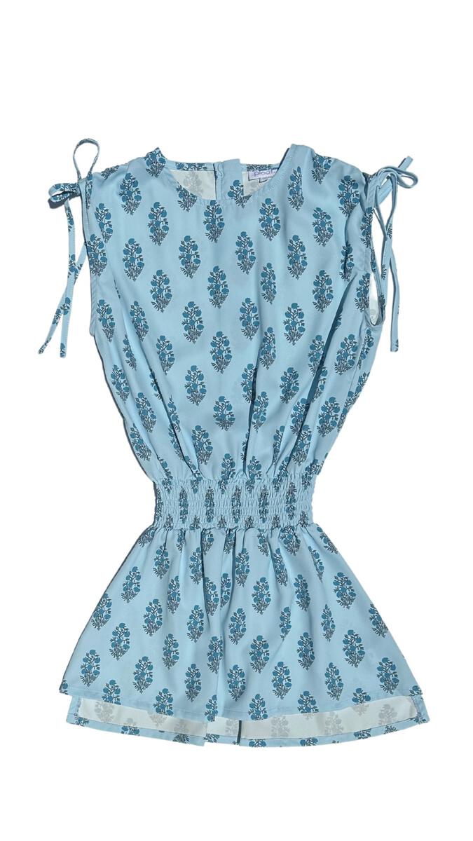 Helen Dress Block Print - Blue