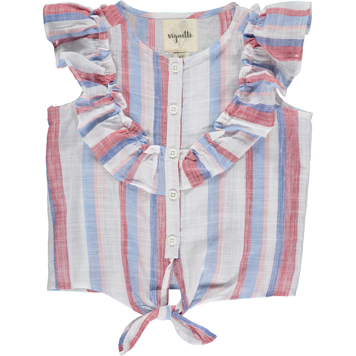 Luna Blue/Red Striped Top