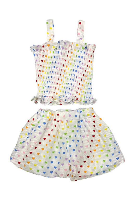 Rainbow Hearts Tank Shorts Set