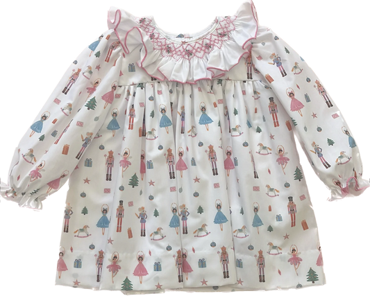 Nutcracker Smocked Dress with Ruffle Collar