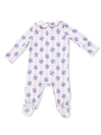 Smocked Peter Pan Snap Footie- Stripe Dot Roses