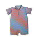 Knox Romper- Red & Blue Stripe