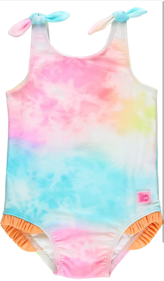 Rufflebutts Rainbow Tie Dye One Piece Swimsuit