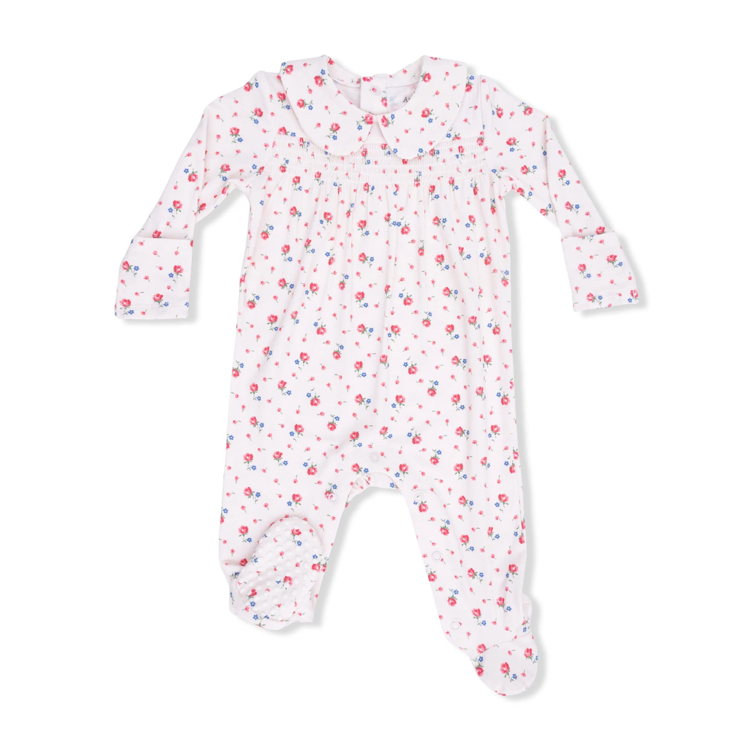 Smocked Peter Pan Snap Footie- Joli Rosette