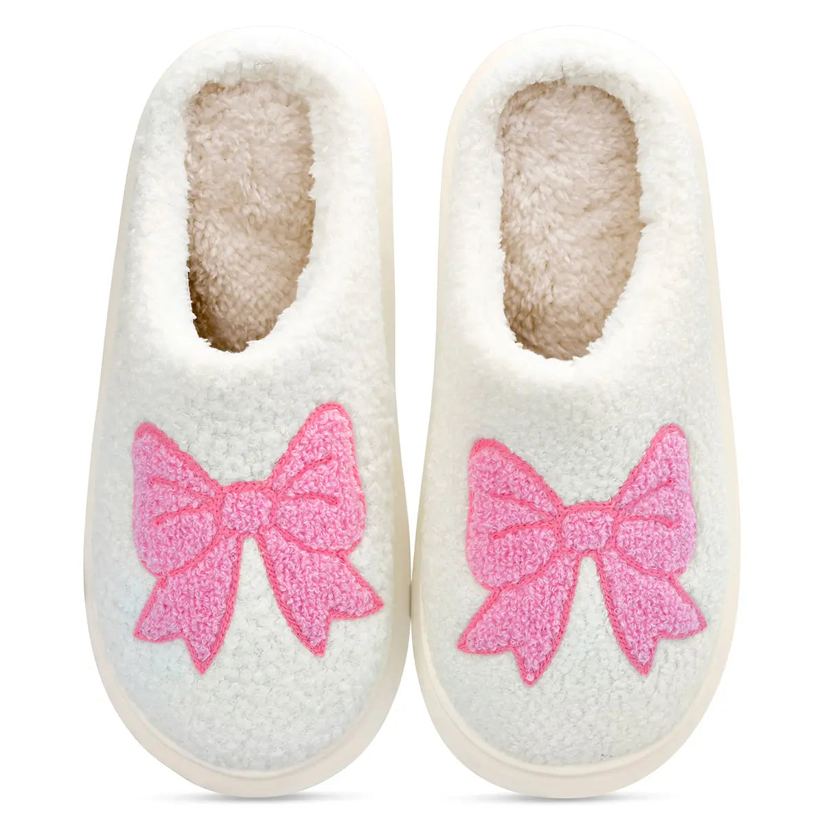 Cozy Bows Slippers- White