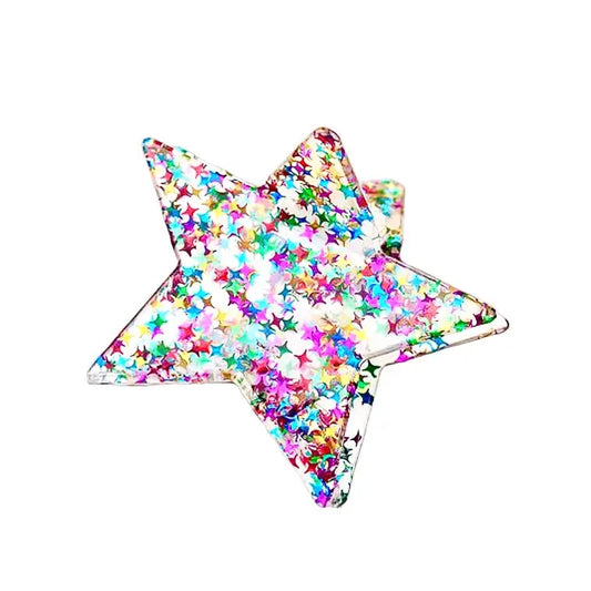 Glitter Clear Star Hair Claw