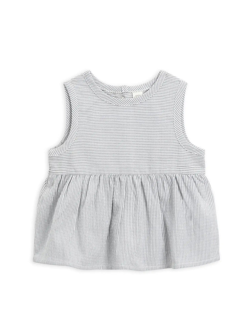 Organic Baby Grace Seersucker Peplum Top- Shore Stripe