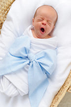 Beaufort Bonnet Bow Swaddle Seersucker Blue