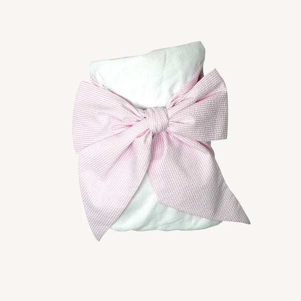 Beaufort Bonnet Bow Swaddle Seersucker Pink
