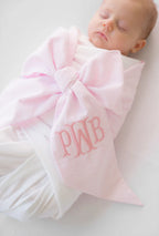Beaufort Bonnet Bow Swaddle Seersucker Pink