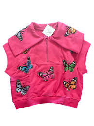 Queen of Sparkle Pink Butterfly Top