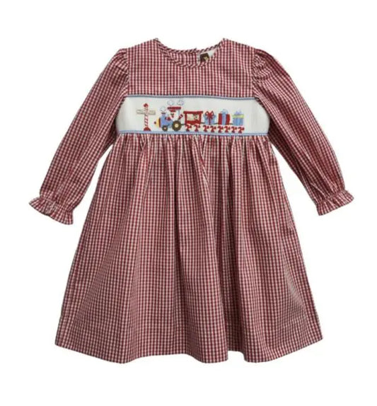 Christmas Train Smocked Dress