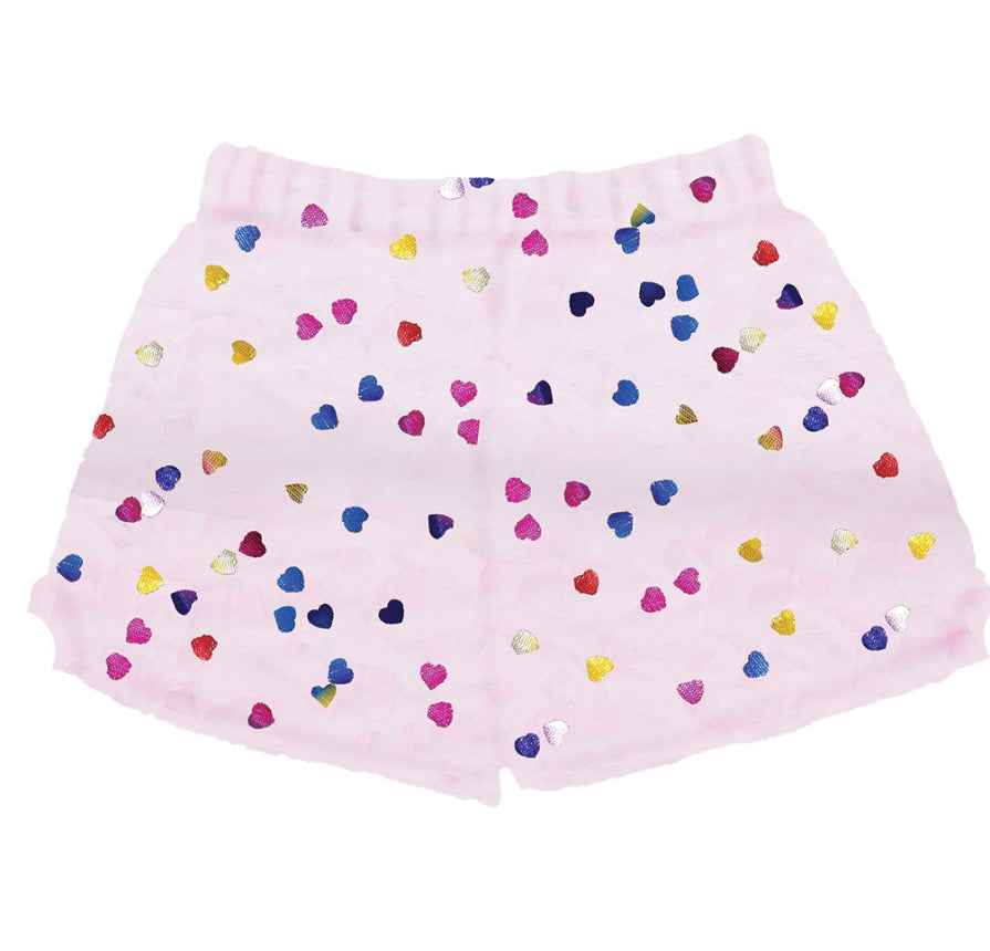 Iscream Colorful foil hearts plush shorts