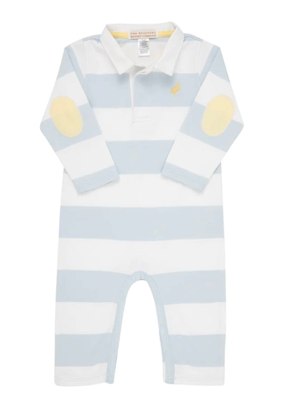 The Beaufort Bonnet Co Sir Proper’s Rugby Romper- Buckhead Blue