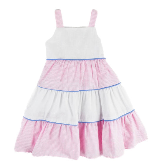 Pink & White Tiered Dress