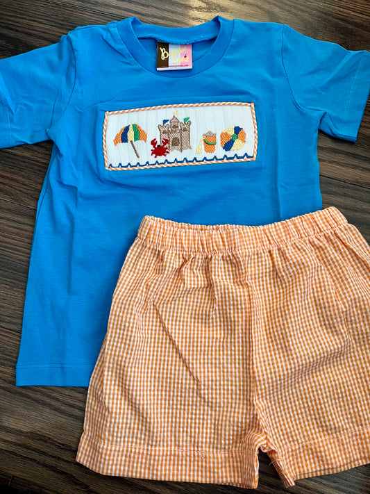 To The Beach Smocked Short Set