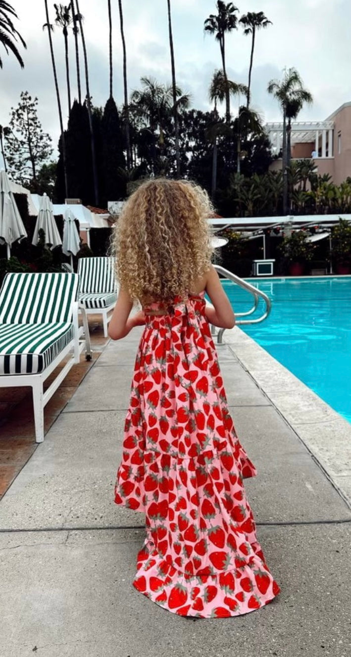 Lola & The Boys Strawberry High-Low Dress