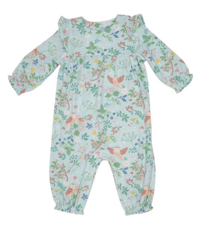 Angel Dear Ruffle Sleeve Romper- Pretty Owls