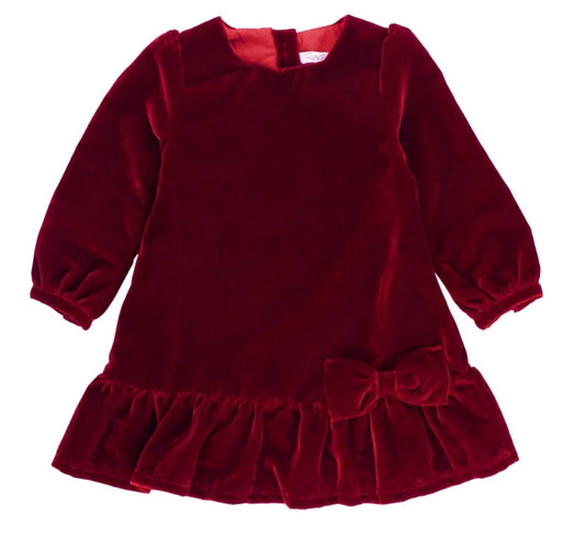 Maroon Velvet Long Sleeve Dress