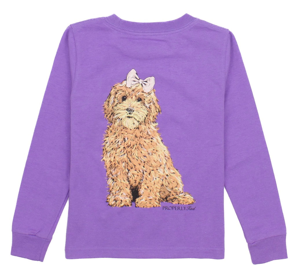 Girls Goldendoodle Tee-Light Purple