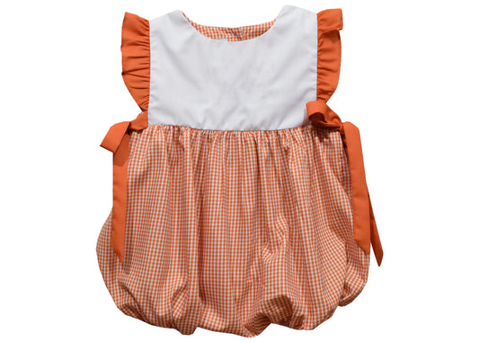 Girls Orange Gingham Bubble